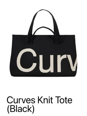 Curves Knit Tote Bag - Black with Cream Logo